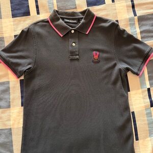 Psycho Bunny Polo Men's Black With Bright Pink Accent